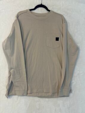 Wolverine Long Sleeve Pocket Tee XL Beige T Shirt 100% Cotton